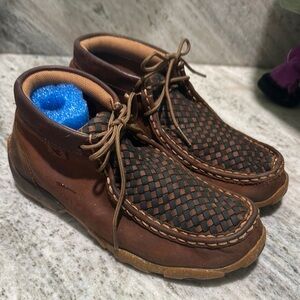 Kids Brown Leather Woven Shoes